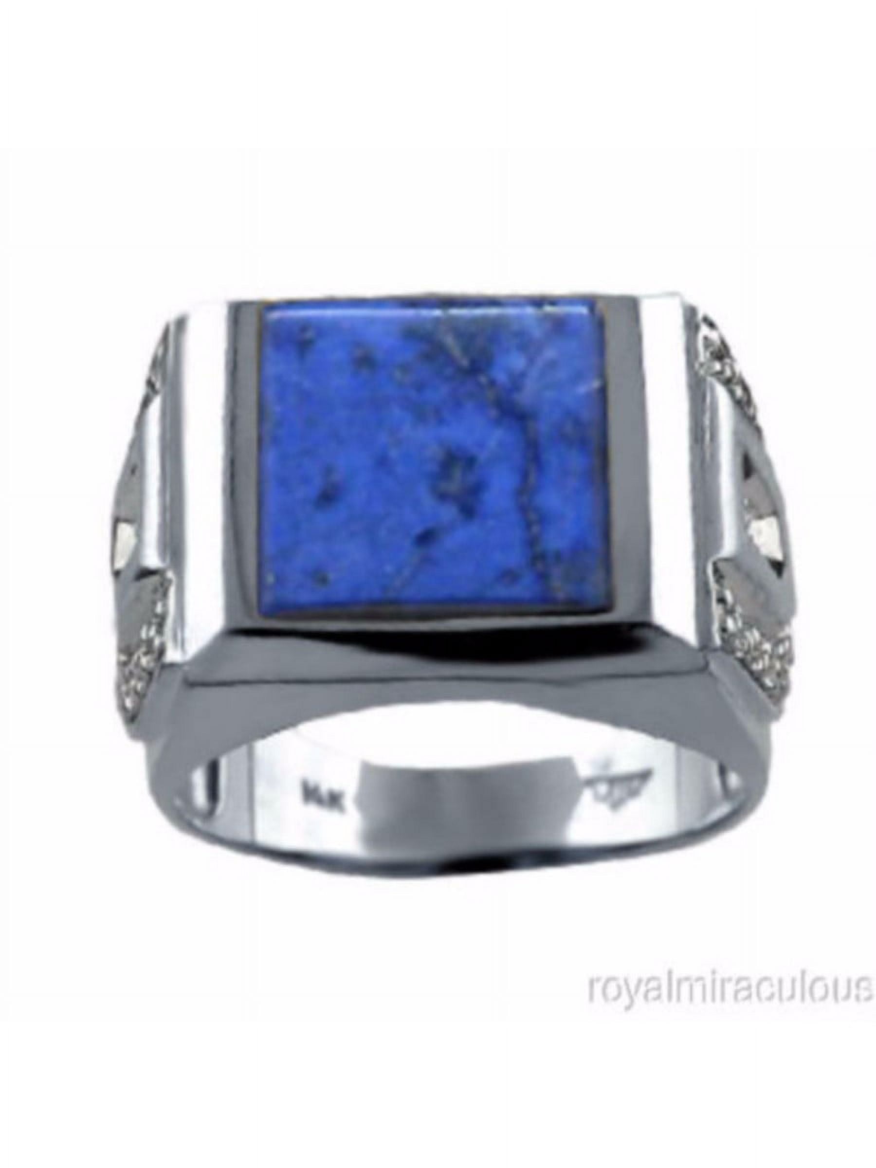 RYLOS Men's 14K White Gold Emerald Cut Birthstone Ring With Diamonds - Sizes 8 To 13 - View #7