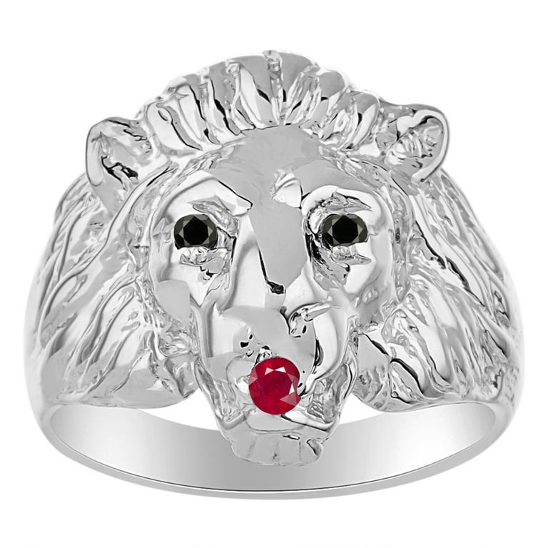 Gold lion ring diamond eyes shop