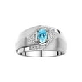thumbnail image 1 of RYLOS Mens Rings 14K White Gold Ring 6X4MM Oval Shape Gemstone & Diamond Ring Blue Topaz December Birthstone Rings For Man Gold Rings Size 8, 1 of 8