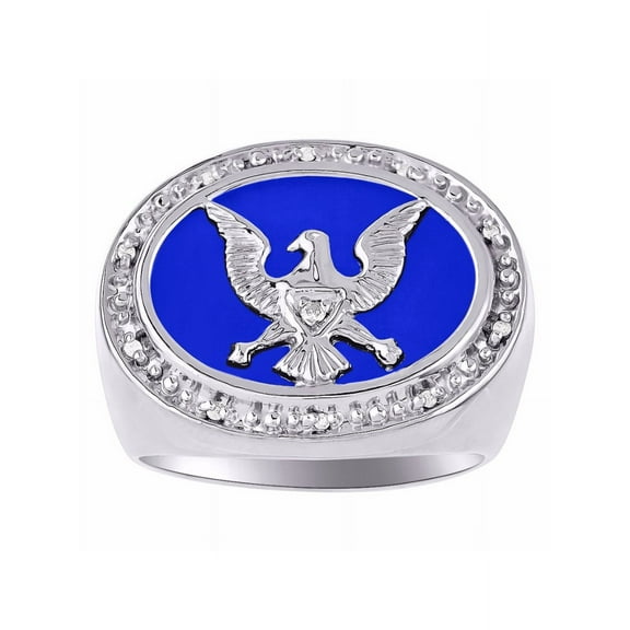 RYLOS Mens Rings 14K White Gold Ring Designer Patriotic Eagle USA Ring With Diamonds and  Blue Quartz Rings For Men Men's Rings Gold Rings Sizes 8,9,10,11,12,13 Mens Jewelry