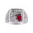 thumbnail image 1 of RYLOS Mens Rings 14K White Gold Rings Lucky Nugget Horse Head 6X4MM Oval Gemstone & Genuine Sparkling Diamond  Ring  Ruby  July Birthstone Rings For Men, Men's Rings, Gold Rings Sizes 8,9,10,11,12,13, 1 of 6