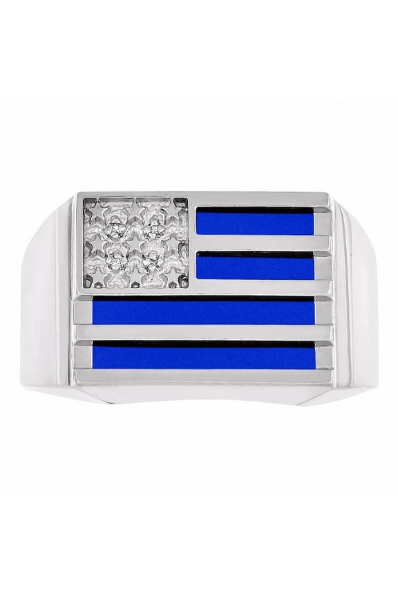 Mens Rings 14K White Gold USA Flag Designer Ring With Diamonds and  Blue Quartz Rings For Men Men's Rings Gold Rings Sizes 8,9,10,11,12,13 Mens Jewelry