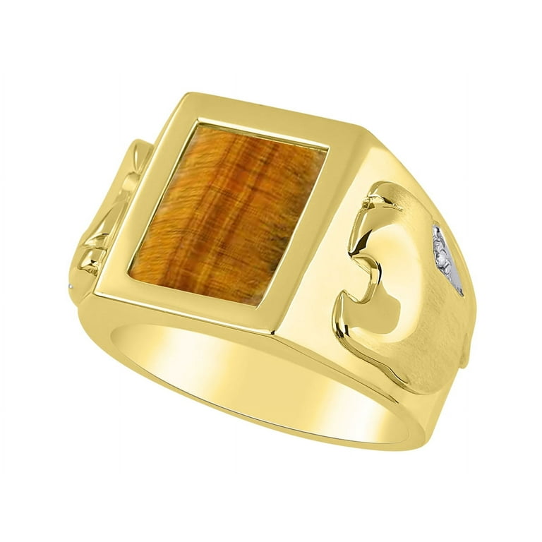 Mens gold sale tiger eye ring