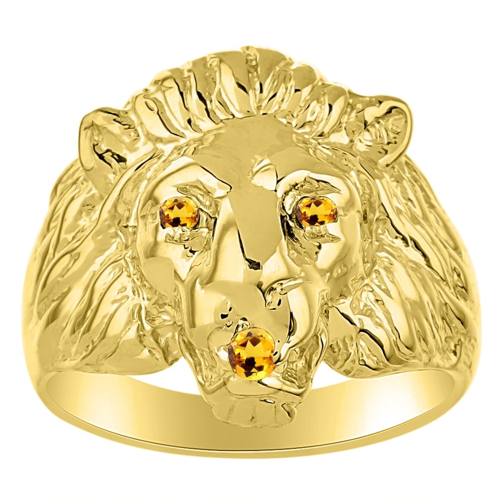 RYLOS 14K Gold Lion Head Ring For Men - Genuine Diamonds In Eyes & Birthstone In Mouth, Sizes 6-13, Yellow Or White Gold - View #8