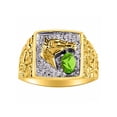 thumbnail image 1 of RYLOS Mens Rings 14K Yellow Gold Rings Lucky Nugget Horse Head 6X4MM Oval Gemstone & Genuine Diamond  Ring  Peridot  August Birthstone Rings For Men, Men's Rings, Gold Rings Sizes 8,9,10,11,12,13, 1 of 7