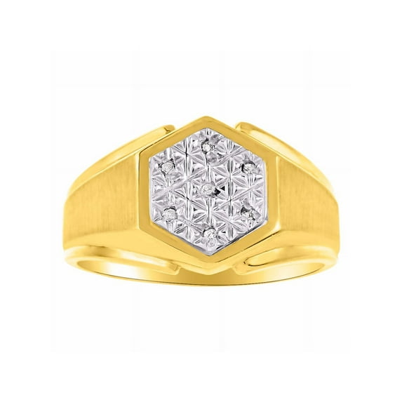 RYLOS Mens Rings 14K Yellow Gold Mens Ring with Genuine Sparkling White Diamonds - Designer Style Rings For Men Men's Rings Gold Rings Sizes 6,7,8,9,10,11,12,13 Mens Jewelry