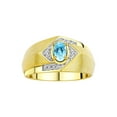 thumbnail image 1 of RYLOS Mens Rings 14K Yellow Gold Ring 6X4MM Oval Shape Gemstone & Diamond Ring Blue Topaz December Birthstone Rings For Man Gold Rings Size 8, 1 of 8