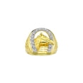 thumbnail image 1 of RYLOS Yellow Gold Plated Silver Designer Men's Lucky Horseshoe Ring, with Diamonds Size 12, 1 of 5