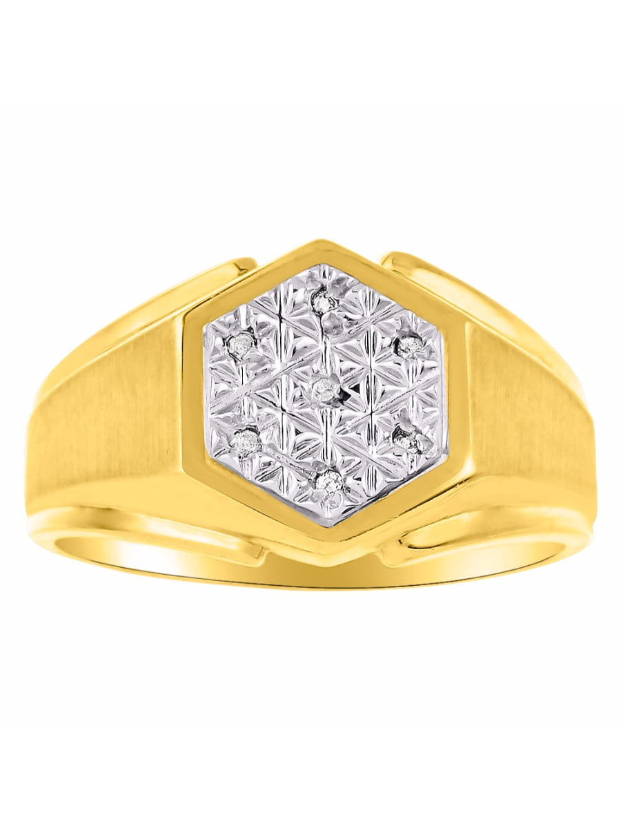 RYLOS Mens Rings Gold Plated Silver Mens Ring with Genuine Sparkling