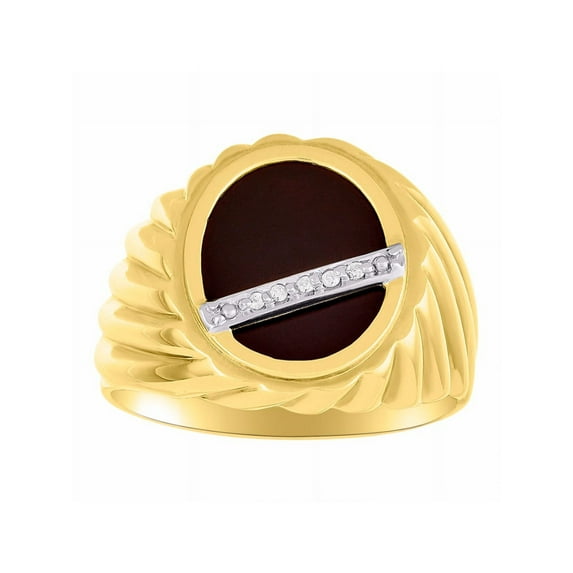 RYLOS Mens Rings Gold Plated Silver Ring with Natural Black Onyx & Genuine Sparkling Diamonds Rings For Men Men's Rings Silver Rings Sizes 8,9,10,11,12,13 Mens Jewelry