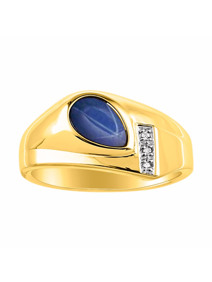 RYLOS Mens Rings Gold Plated Silver Ring Timeless Pear Shape