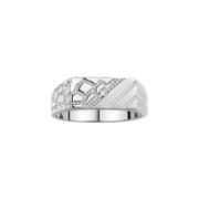 RYLOS Mens Rings Sterling Silver Classic 1/2 Nugget Design Ring with Diamonds, Great Mens Jewelry Size 12