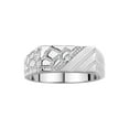 thumbnail image 1 of RYLOS Men's Rings Sterling Silver Classic 1/2 Nugget Design Ring with Diamonds, Great Mens Jewelry Size 10, 1 of 7