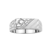 RYLOS Mens Rings Sterling Silver Classic 1/2 Nugget Design Ring with Diamonds, Great Mens Jewelry Size 6