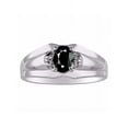 thumbnail image 1 of RYLOS Mens Rings Sterling Silver Classic Design 7X5MM Oval Gemstone & Diamond  Onyx October Birthstone Ring Size 10, 1 of 6