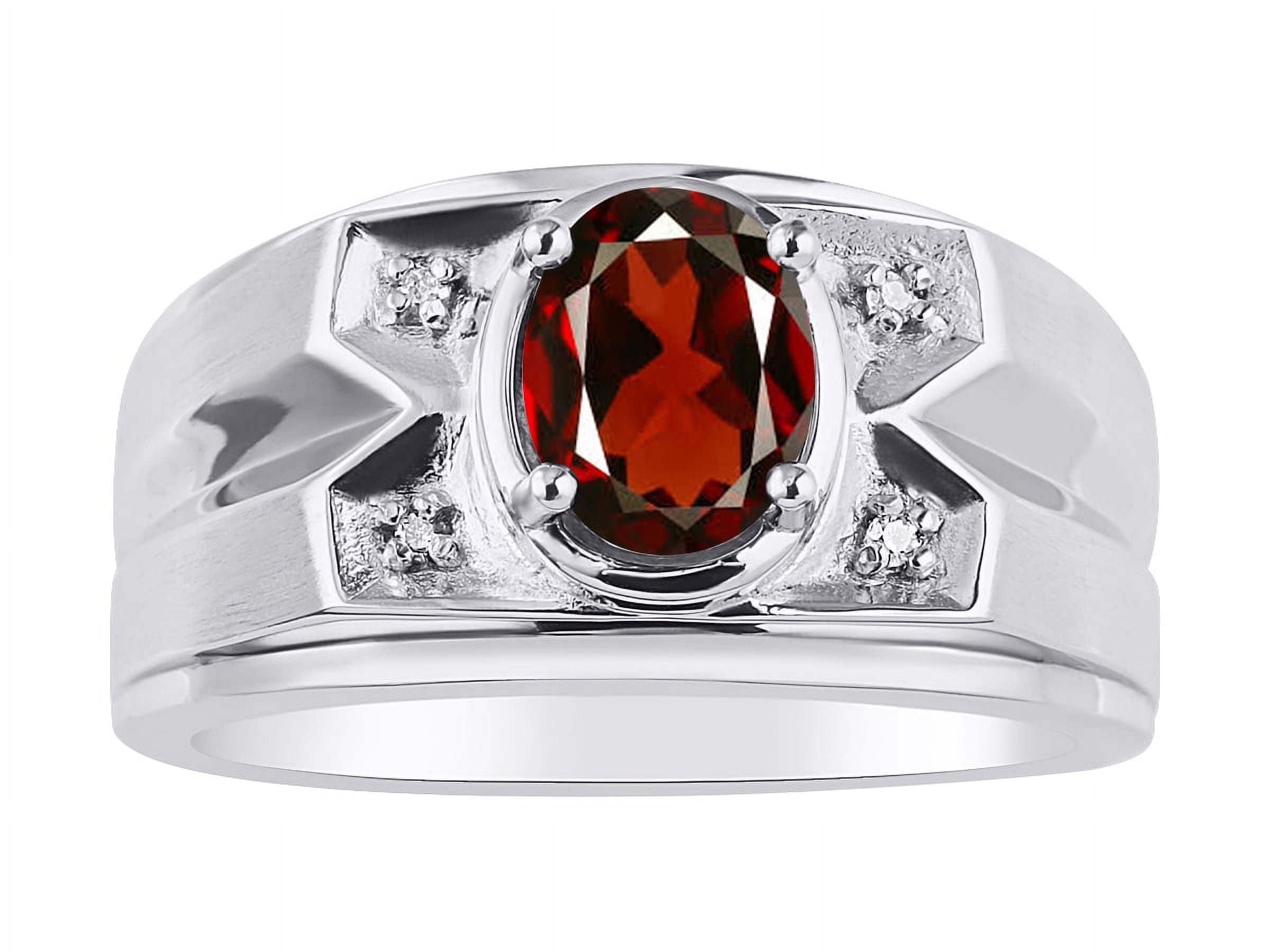 Genuine garnet mens sale ring