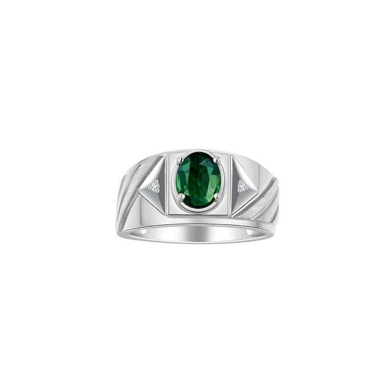 Sterling Silver Genuine 10x8mm Oval Gemstone & Diamond Rings Sterling Silver Genuine 10x8mm Oval Gemstone & Diamond Rings