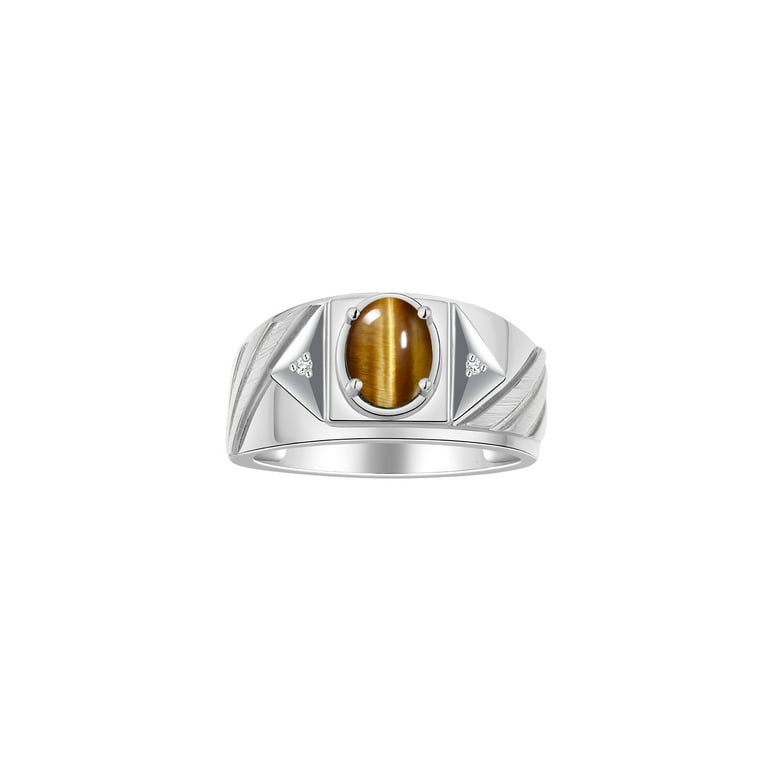 Sterling Silver Genuine 10x8mm Oval Gemstone & Diamond Rings Sterling Silver Genuine 10x8mm Oval Gemstone & Diamond Rings