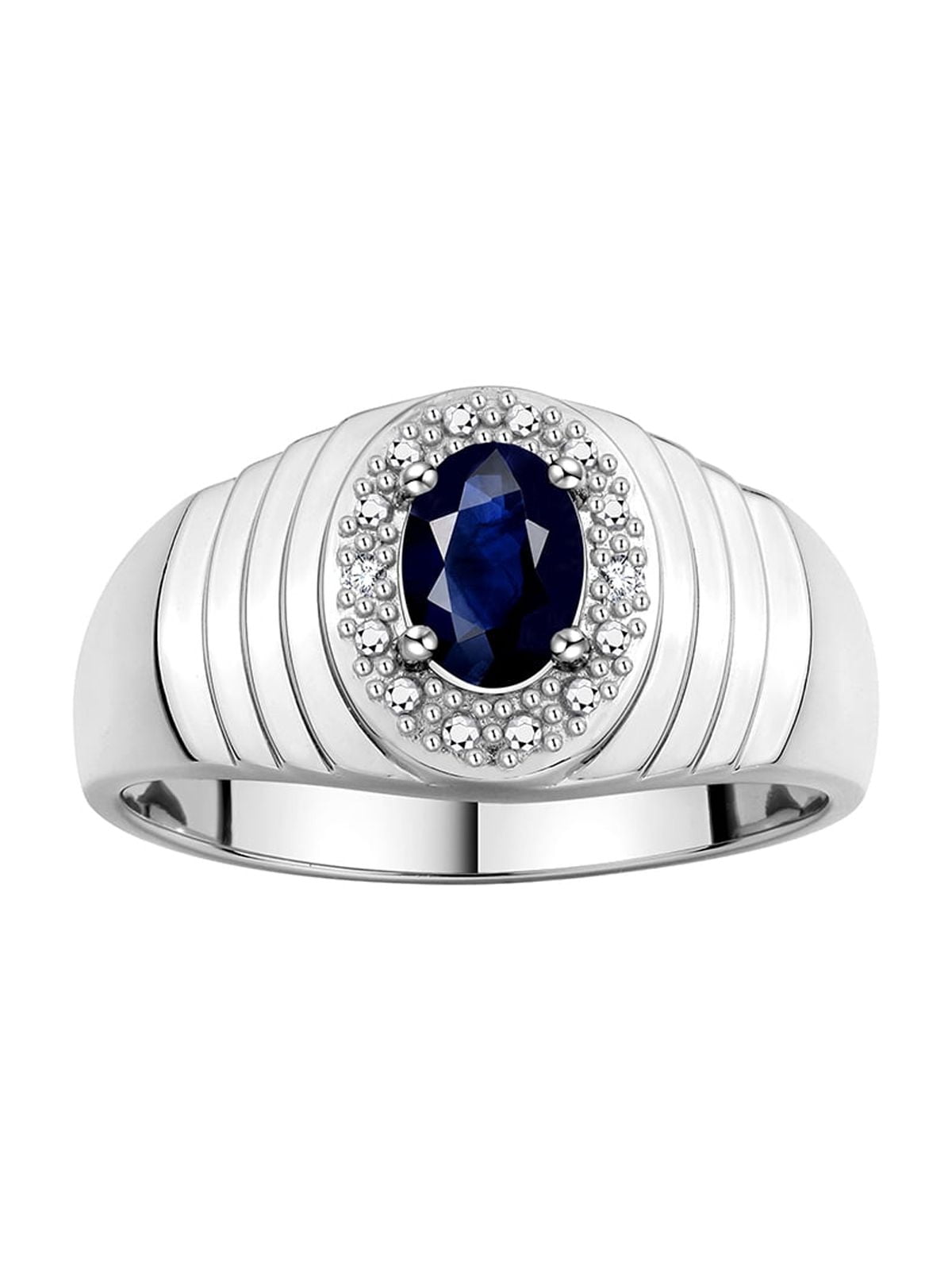 Stember D Rings RYLOS Men's Rings Sterling Silver Classic Halo Of Diamonds 7X5MM Oval ...
