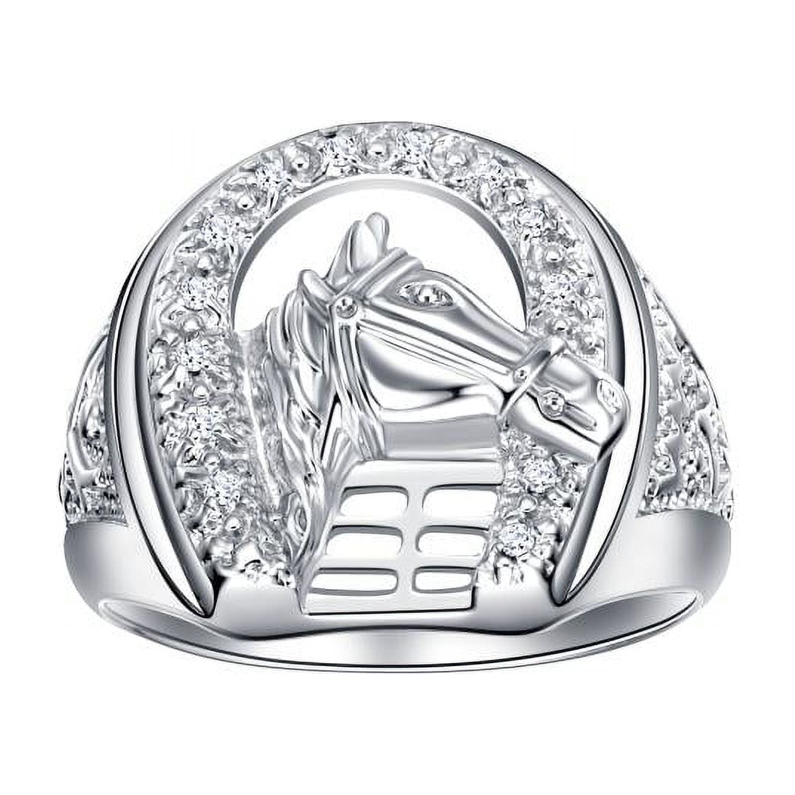 RYLOS Mens Rings Sterling Silver Designer Lucky Horseshoe RYLOS Mens Rings Sterling Silver Designer Lucky Horseshoe