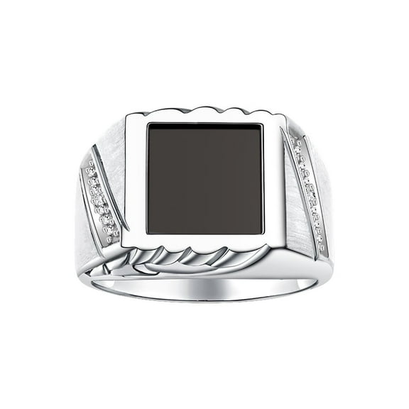 RYLOS Men's Rings Sterling Silver Designer Ring With Diamonds and Black Onyx Black Onyx Rings For Men Size 12