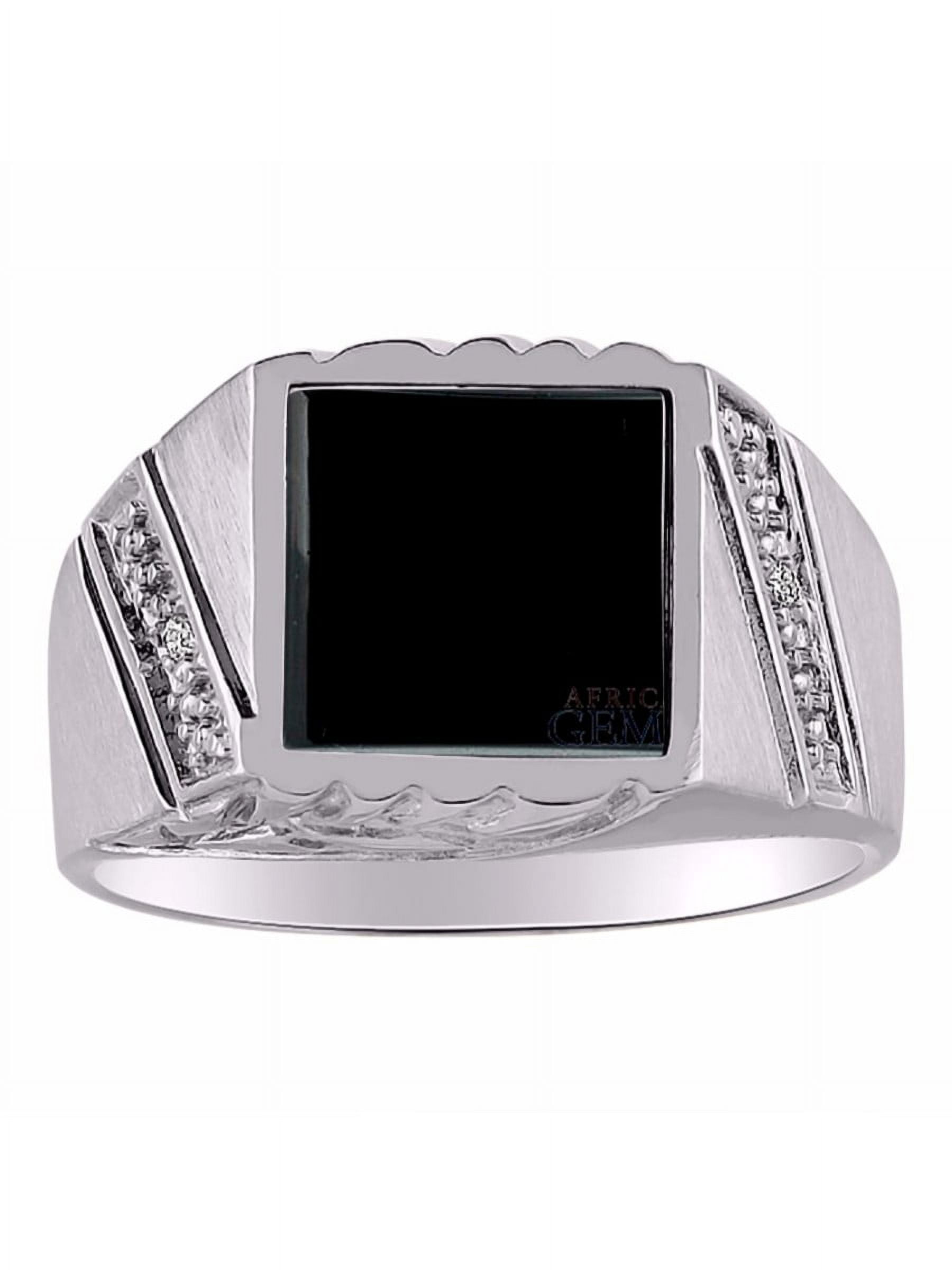RYLOS Mens Rings Sterling Silver Designer Ring With Diamonds and