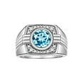 thumbnail image 1 of RYLOS Mens Rings Sterling Silver Designer Round Gemstone &  Sparkling Diamond Ring Blue Topaz December Birthstone Rings For Men, Men's Rings, Silver Rings, Sizes 8 - 13, 1 of 8