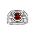 thumbnail image 1 of RYLOS Mens Rings Sterling Silver Designer Round Gemstone &  Sparkling Diamond Ring Garnet January Birthstone Rings For Men, Men's Rings, Silver Rings, Sizes 8 - 13, 1 of 8