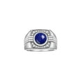 thumbnail image 1 of RYLOS Mens Rings Sterling Silver Designer Round Gemstone &  Sparkling Diamond Ring Lapis September Birthstone Rings For Men, Men's Rings, Silver Rings, Sizes 8 - 13, 1 of 8