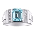 thumbnail image 1 of RYLOS Mens Rings Sterling Silver Designer Style 10X8MM Emerald Cut Shape Gemstone & Genuine Diamonds Blue Topaz December Birthstone Rings For Men, Men's Rings, Silver Rings, Sizes 8,9,10,11,12,13, 1 of 7