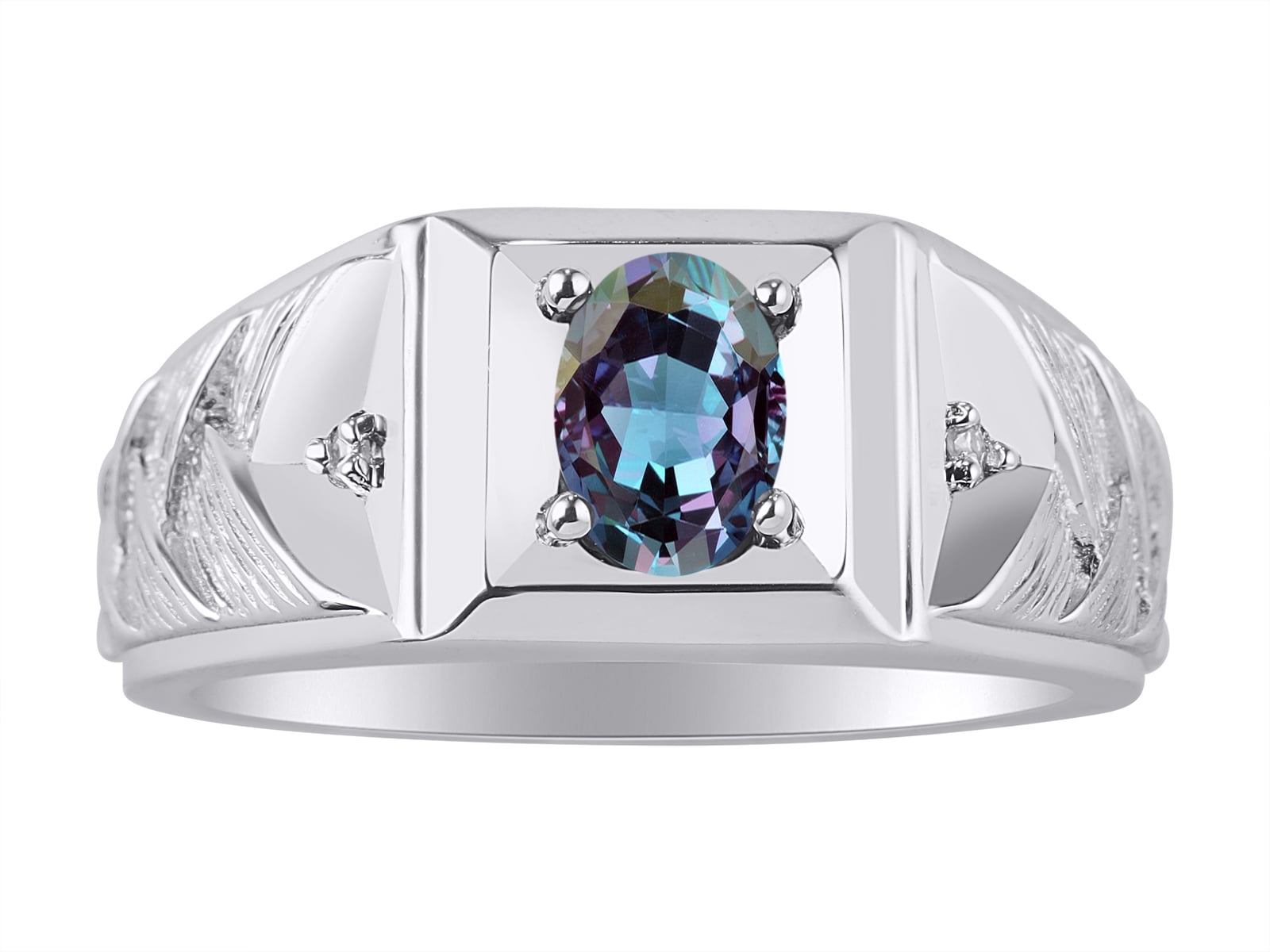 14k Yellow Gold Simulated Alexandrite June Birthstone Mens Wide Ring - Size  7.00|Amazon.com