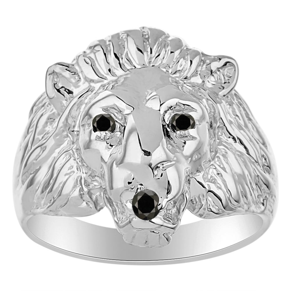 RYLOS 14K Gold Lion Head Ring For Men - Genuine Diamonds In Eyes & Birthstone In Mouth, Sizes 6-13, Yellow Or White Gold