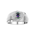 thumbnail image 1 of RYLOS Mens Rings Sterling Silver Ring 6X4MM Oval Shape Gemstone & Diamond Ring Alexandrite June Birthstone Rings For Man Silver Rings, Size 13, 1 of 6