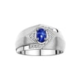 thumbnail image 1 of RYLOS Mens Rings Sterling Silver Ring 6X4MM Oval Shape Gemstone & Diamond Ring Blue Star Sapphire September Birthstone Rings For Men Men's Rings Silver Rings Size 11, 1 of 7