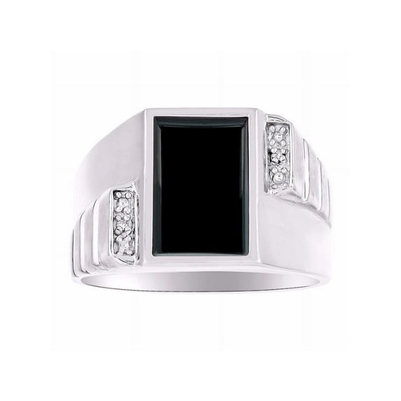 RYLOS Men's Ring with Black Onyx & Diamonds – Designer Men's Jewelry in Sizes 8-13 Sterling Silver Size 9