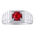 thumbnail image 1 of RYLOS Mens Rings Sterling Silver Ring Gorgeous 7MM Round Shape Gemstone Designer Style Ring Fun & Fabulous Ruby July Birthstone Rings For Men, Men's Rings, Silver Rings, Sizes 8,9,10,11,12,13, 1 of 7