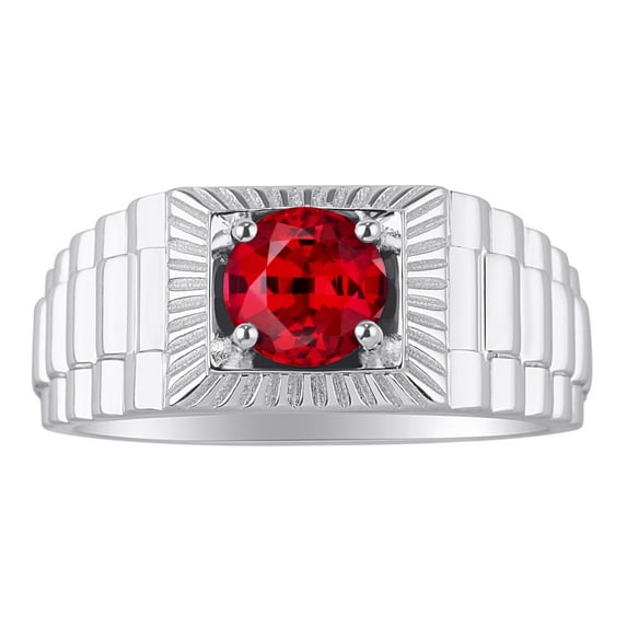 RYLOS Mens Rings Sterling Silver Ring Gorgeous 7MM Round Shape Gemstone Designer Style Ring Fun & Fabulous Ruby July Birthstone Rings For Men, Men's Rings, Silver Rings, Sizes 8,9,10,11,12,13