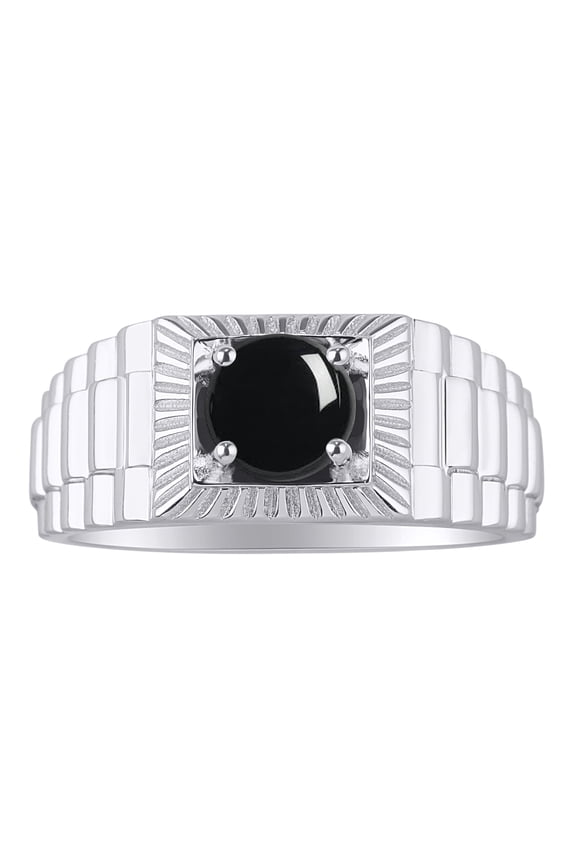 Mens Rings Sterling Silver Ring Gorgeous 7MM Round Shape Gemstone Designer Style Rings Cabochon Onyx October Birthstone Rings For Men, Men's Rings, Silver Rings, Sizes 8,9,10,11,12,13