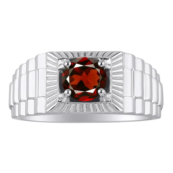 RYLOS Mens Rings Sterling Silver Ring Gorgeous 7MM Round Shape Gemstone Designer Style Rings Garnet January Birthstone Rings For Men, Men's Rings, Silver Rings, Sizes 8,9,10,11,12,13
