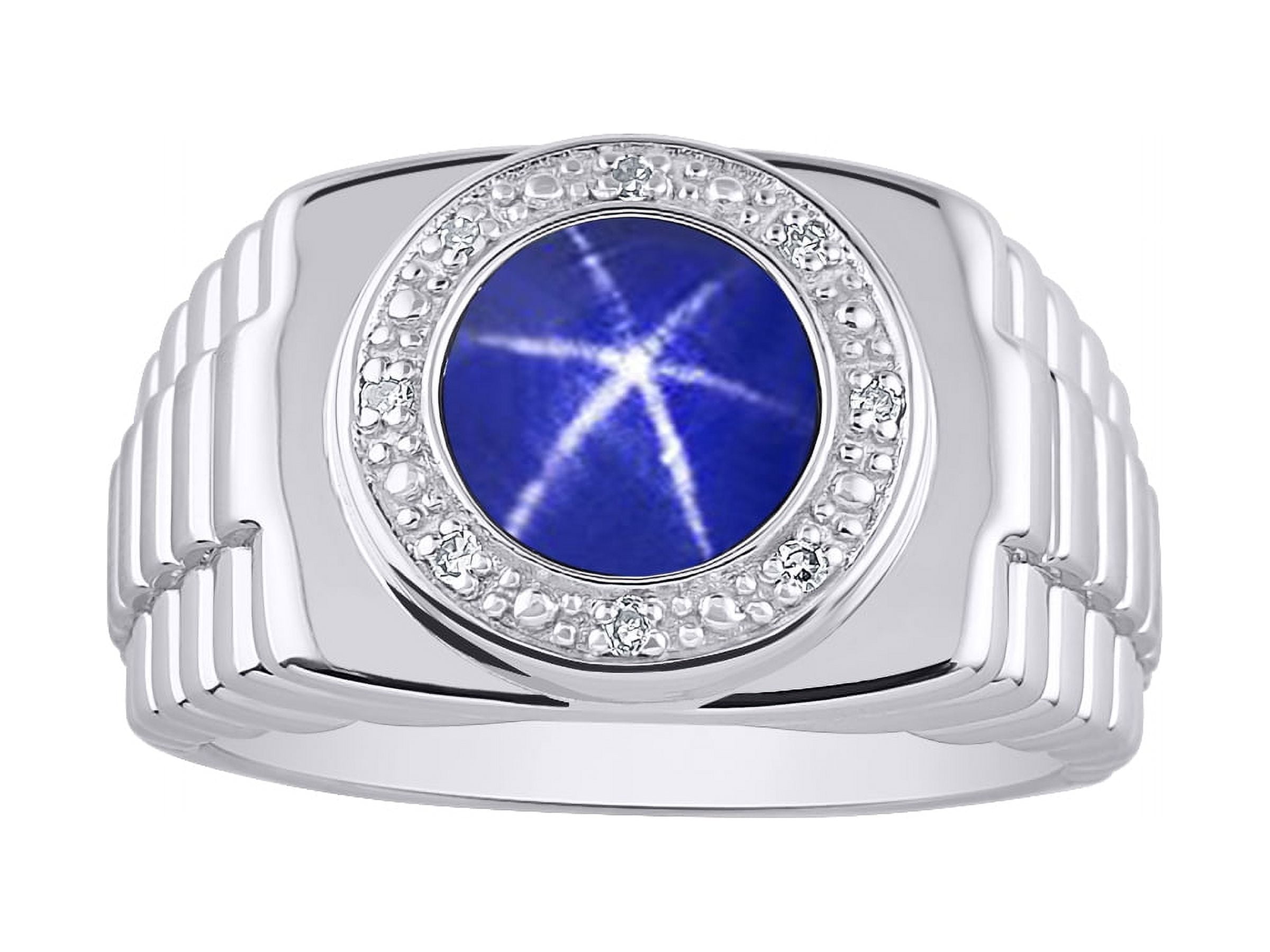 RYLOS Mens Rings Sterling Silver Ring Round Shape Cabochon Gemstone ...