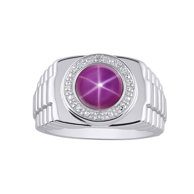 RYLOS Mens Rings Sterling Silver Ring Round Shape Cabochon