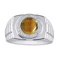 thumbnail image 1 of RYLOS Mens Rings Sterling Silver Ring Round Shape Cabochon Gemstone & Genuine Diamonds Designer Style  Tiger Eye Rings For Men Men's Rings Silver Rings Sizes 8,9,10,11,12,13 Mens Jewelry, 1 of 6