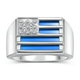 thumbnail image 1 of RYLOS Men's Rings Sterling Silver USA Flag Designer Ring With Diamonds and Blue Quartz Rings For Men Designer Patriotic Jewelry Size 11, 1 of 6