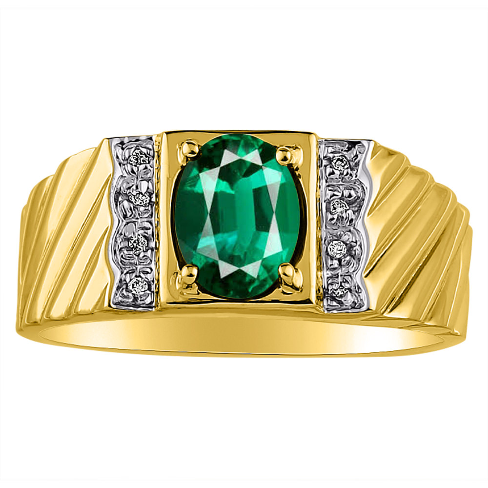 RYLOS Men's Birthstone Ring - Sterling Silver Or Gold Plated With Real Gemstone - Sizes 8 To 13 - View #10