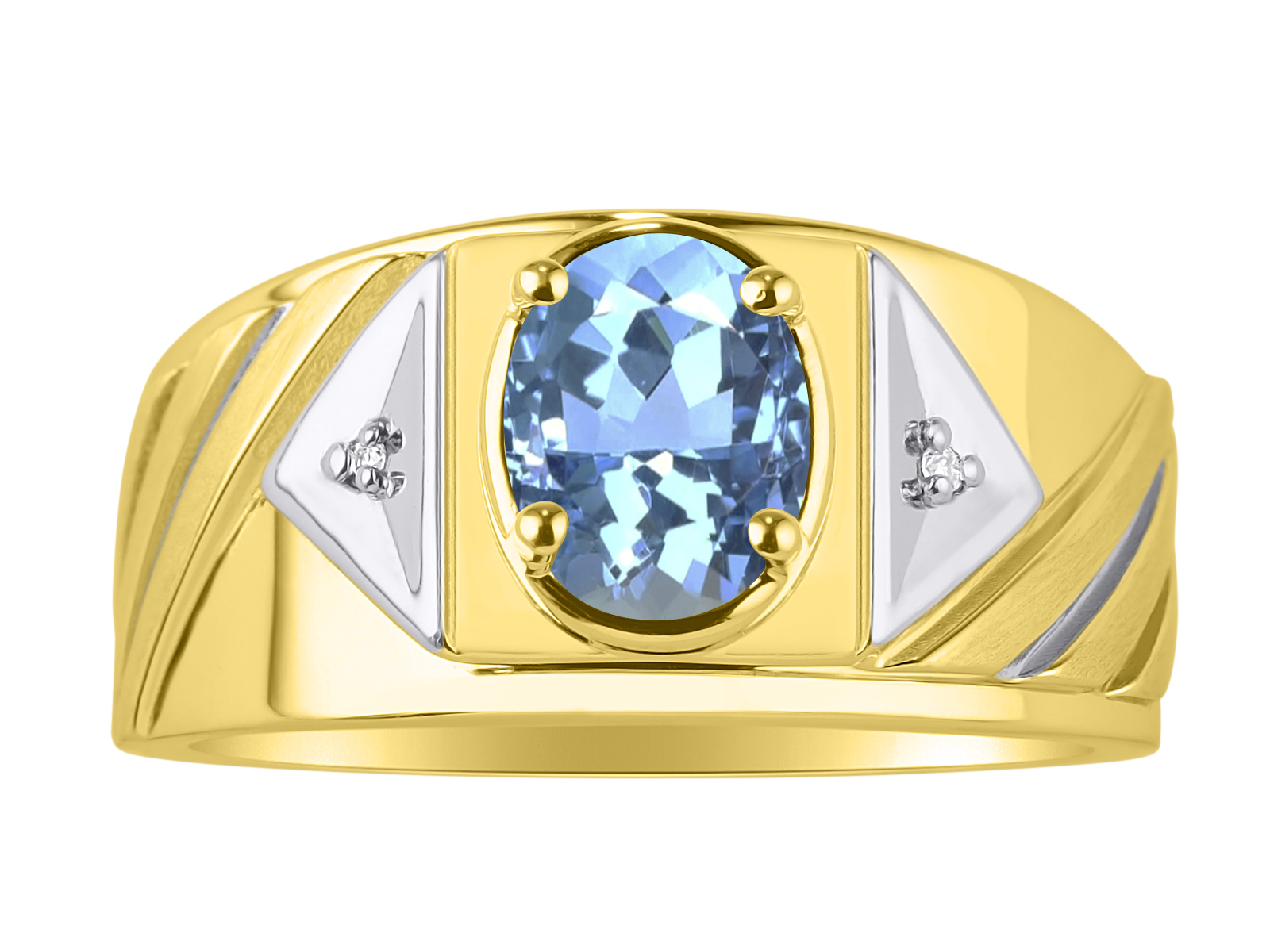 RYLOS Mens Rings Yellow Gold Plated Silver Rings Classic Designer Style