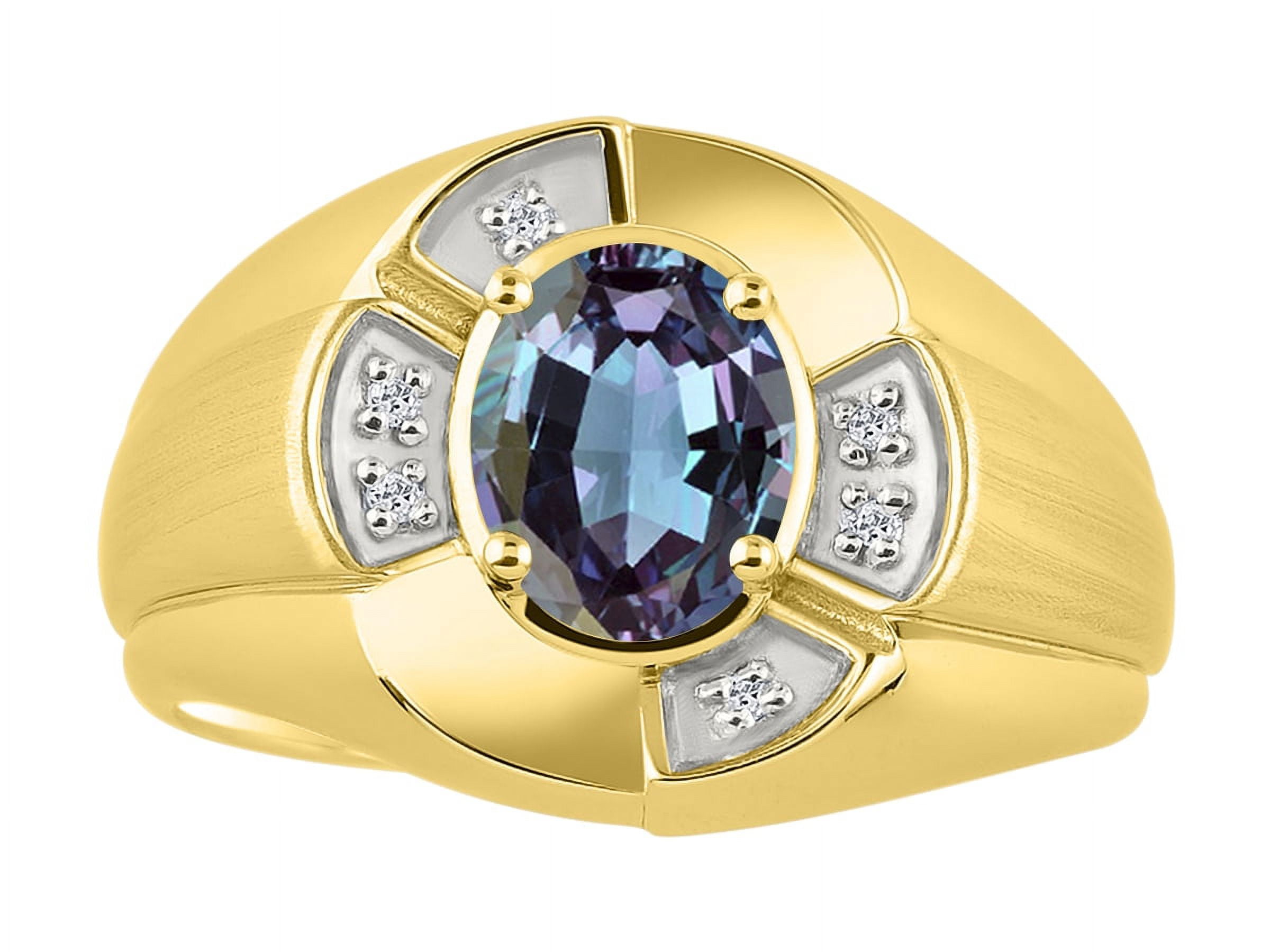 Rylos Mens Rings Yellow Gold Plated Silver Rings Lucky Nugget Horse Head  6X4MM Gemstone & Diamond Ring Alexandrite June Birthstone Rings For Men, Men's  Rings, Silver Rings, Sizes 8-13|Amazon.com