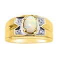 thumbnail image 1 of RYLOS Mens Rings Yellow Gold Plated Silver Rings Classic Designer Style 8X6MM Oval Gemstone & Genuine Diamond Ring  Opal October Birthstone Rings For Men Men's Rings Silver Rings, Size 8,9,10,11,12,13, 1 of 6