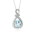thumbnail image 1 of RYLOS Necklace Sterling Silver 925 Classic Designer Necklace Gemstone &  Diamonds Pendant with 18" Chain 9X7MM Aquamarine March Birthstone Womens Jewelry Silver Necklace, 1 of 8