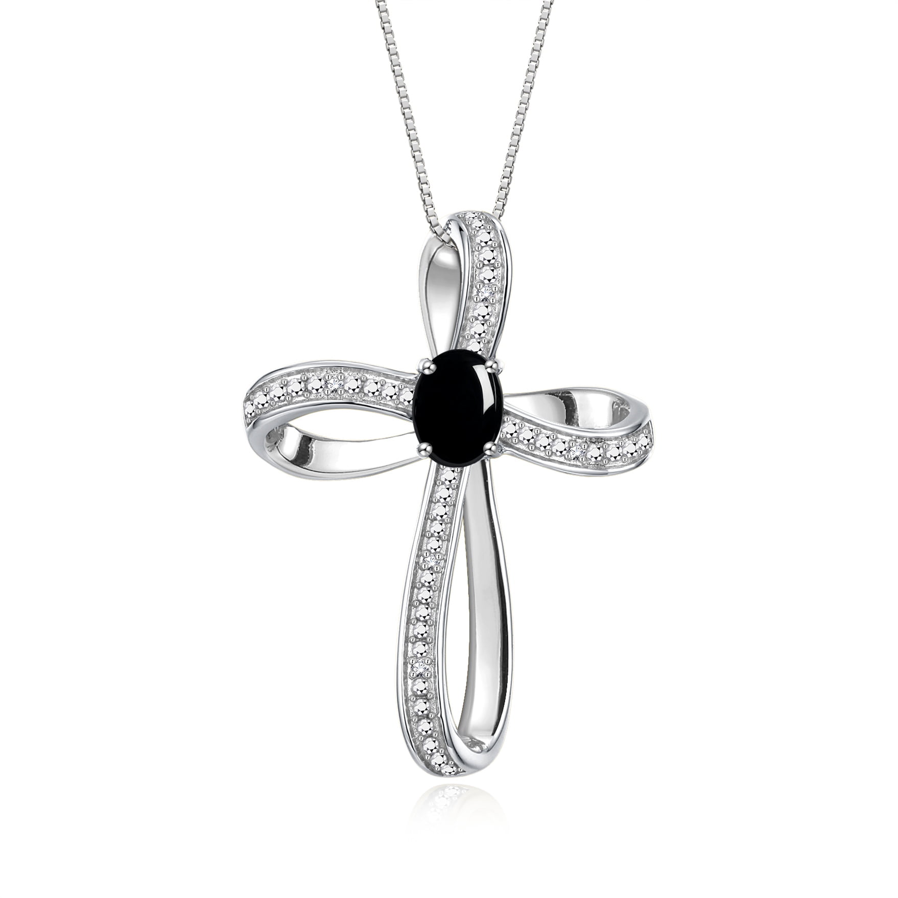 RYLOS Sterling Silver Halo Birthstone Necklace - 12x10mm Gemstone & Diamond Pendant, 18" Chain 2 thumbnail image