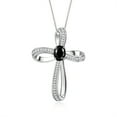 thumbnail image 1 of RYLOS Necklace Sterling Silver 925 Cross Necklace Gemstone &  Diamonds Pendant With 18" Chain 8X6MM Faceted Onyx October Birthstone Womens Jewelry Silver Necklace, 1 of 8